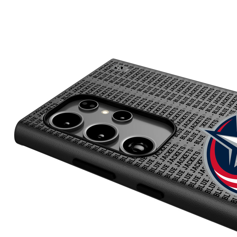 Columbus Blue Jackets Text Backdrop Galaxy MagSafe Compatible Phone Case Detail.Jpg