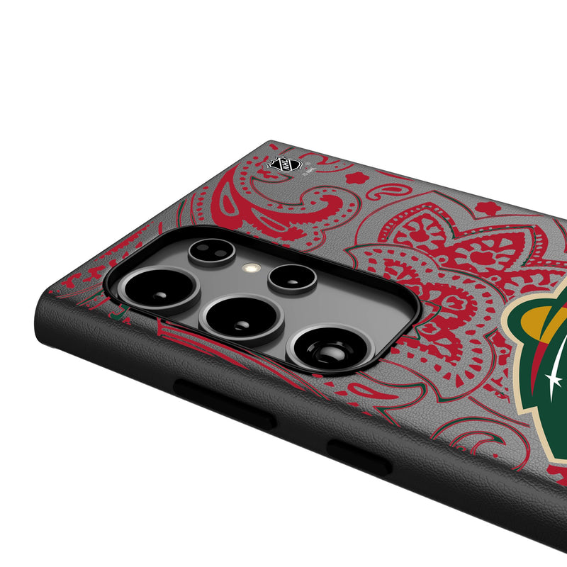 Minnesota Wild Paisley Galaxy MagSafe Compatible Phone Case Detail.Jpg