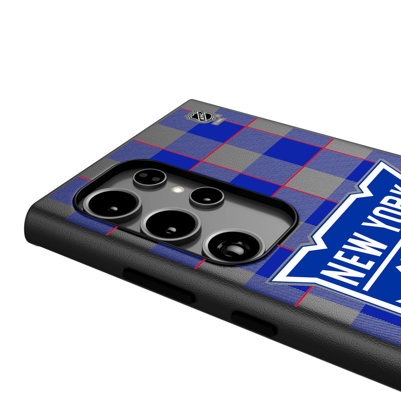 New York Rangers Plaid Galaxy MagSafe Compatible Phone Case Detail.Jpg