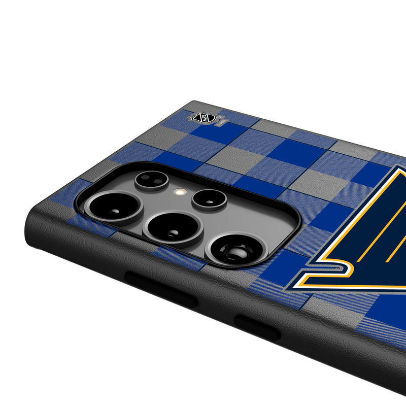 St. Louis Blues Plaid Galaxy MagSafe Compatible Phone Case Detail.Jpg