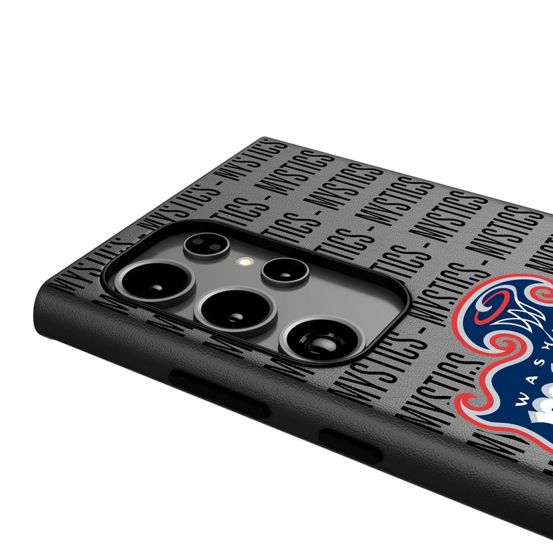 Washington Mystics Text Backdrop Galaxy MagSafe Compatible Phone Case Detail.Jpg