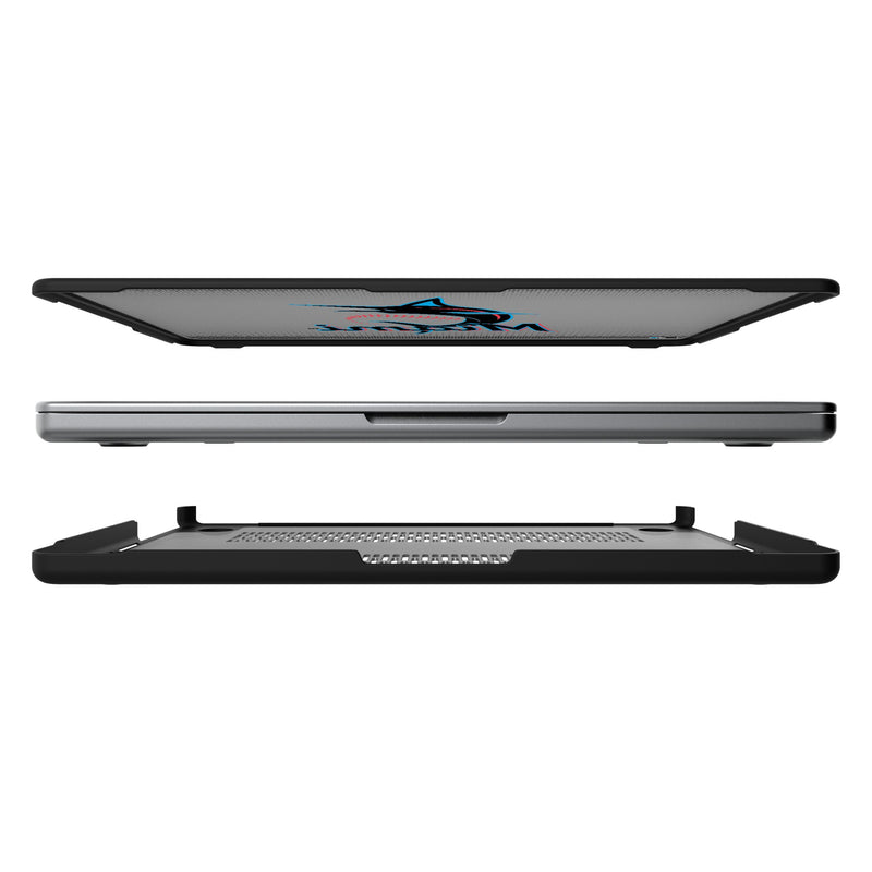 Miami Marlins Linen MacBook Laptop Case Split.Jpg