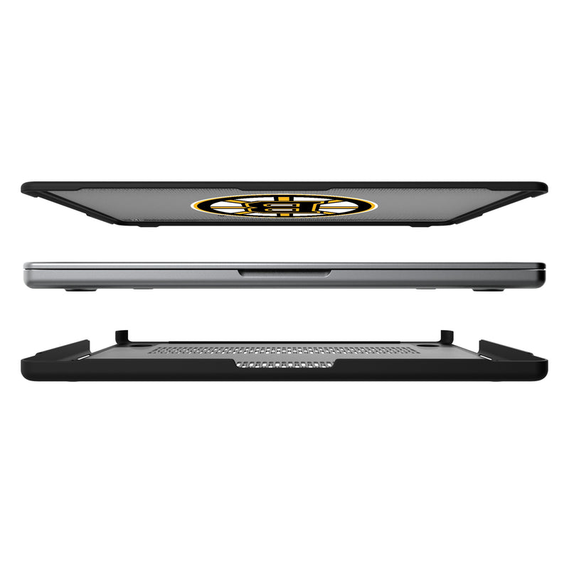 Boston Bruins Linen MacBook Laptop Case Split.Jpg