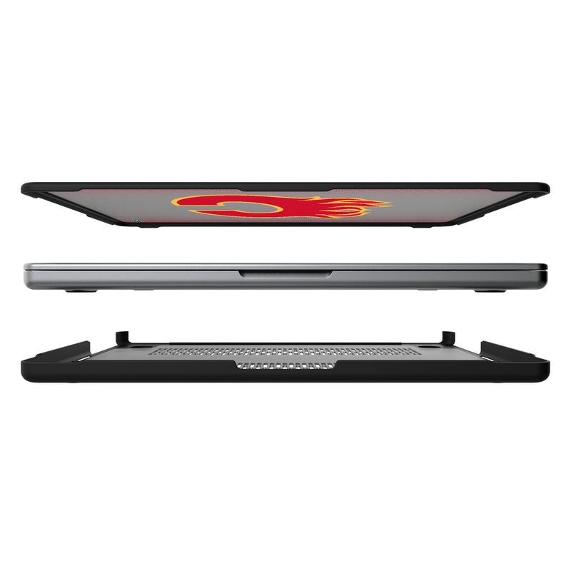 Calgary Flames Linen MacBook Laptop Case Split.Jpg