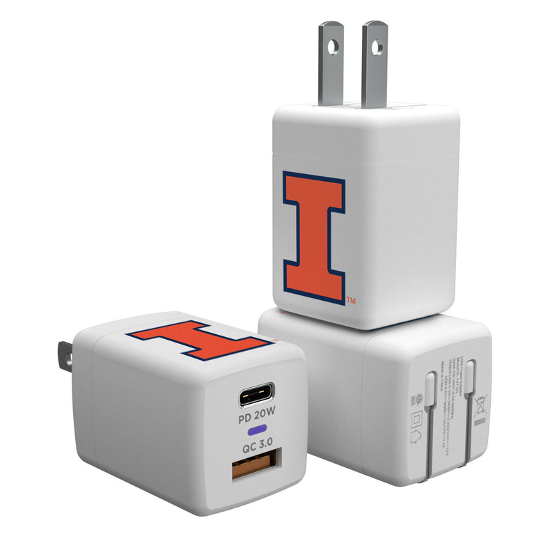 University of Illinois Fighting Illini Insignia USB A/C Charger