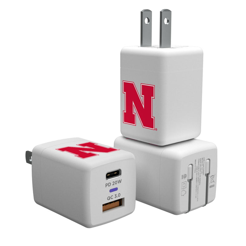 University of Nebraska Huskers Block N Insignia USB A/C Charger