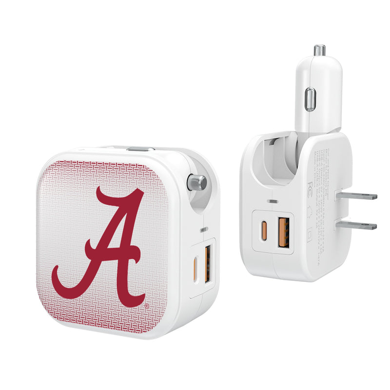 University of Alabama Crimson Tide Script A Linen 2 in 1 USB Charger