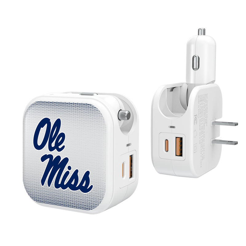 University of Mississippi Rebels Linen 2 in 1 USB Charger