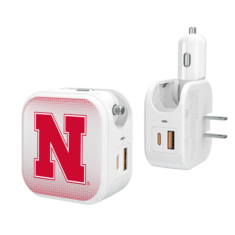 University of Nebraska Huskers Block N Linen 2 in 1 USB Charger