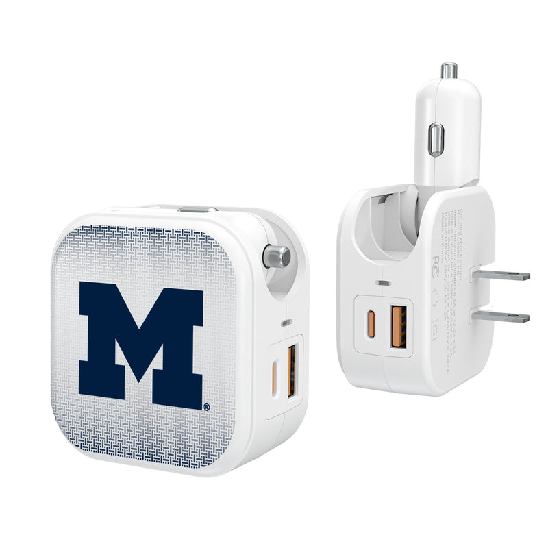 University of Michigan Wolverines Linen 2 in 1 USB Charger