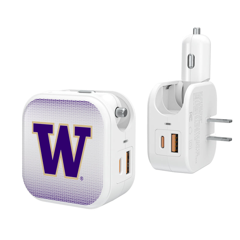 University of Washington Huskies Linen 2 in 1 USB Charger