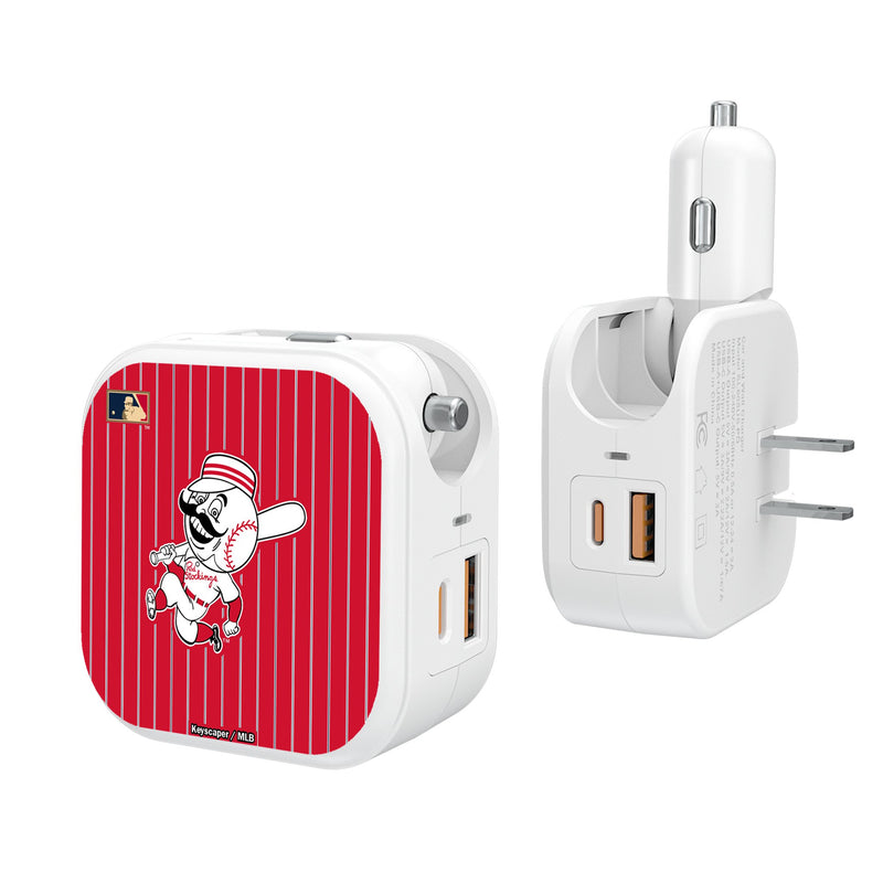 Cincinnati Reds 1953-1967 - Cooperstown Collection Pinstripe 2 in 1 USB Charger