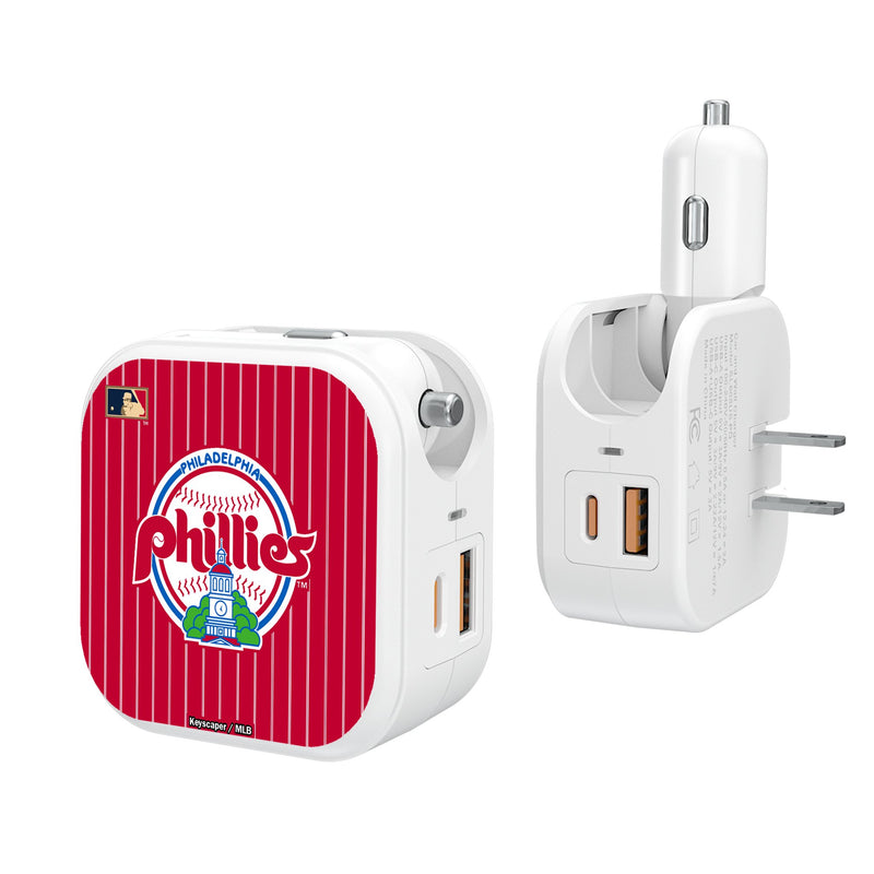 Philadelphia Phillies 1984-1991 - Cooperstown Collection Pinstripe 2 in 1 USB Charger