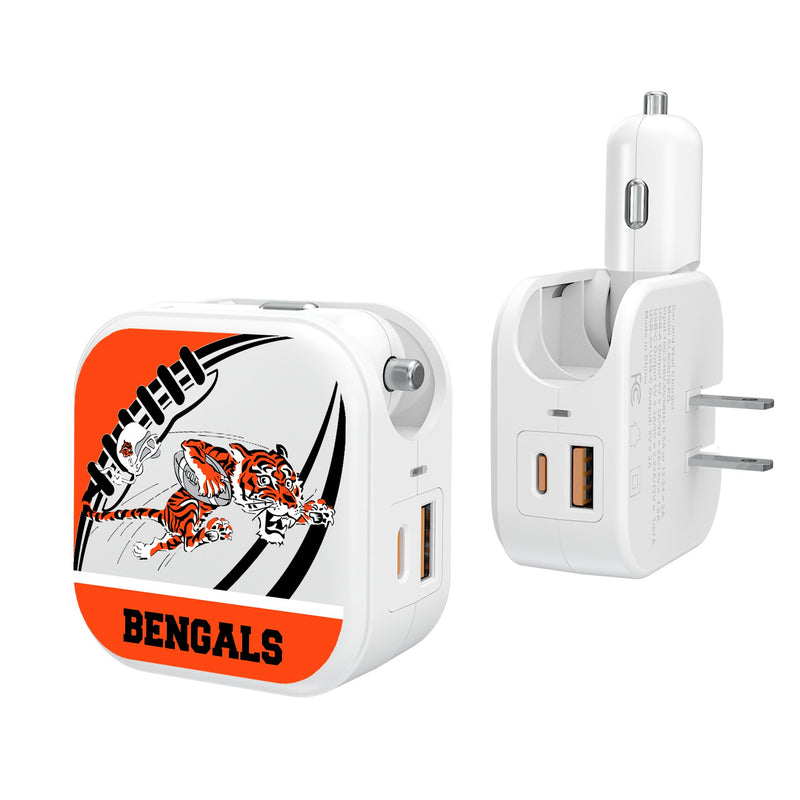 Cincinnati Bengals Historic Collection Passtime 2 in 1 USB Charger