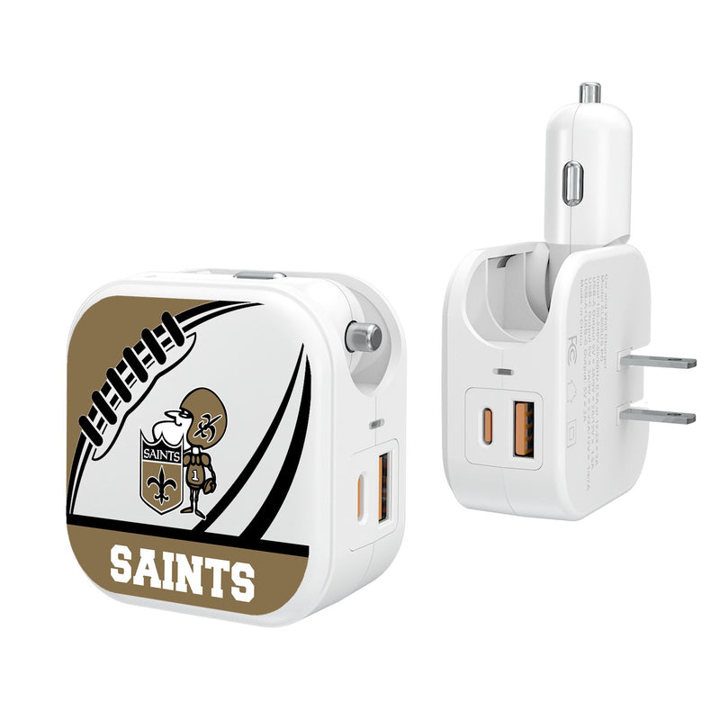 New Orleans Saints Historic Collection Passtime 2 in 1 USB Charger