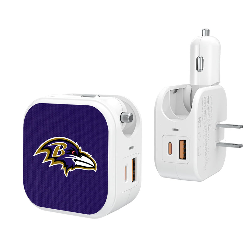 Baltimore Ravens Solid 2 in 1 USB Charger