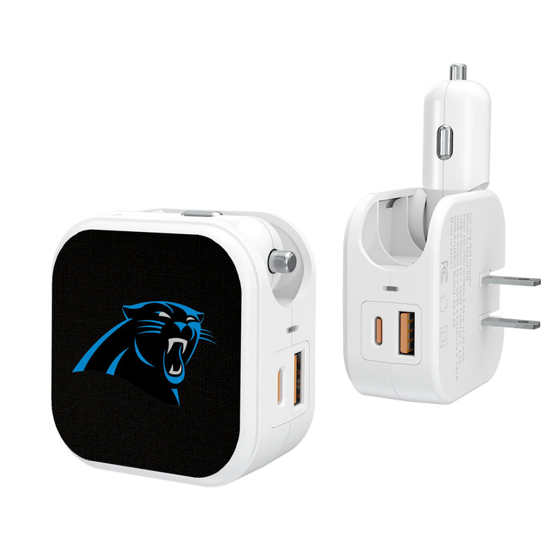 Carolina Panthers Solid 2 in 1 USB Charger