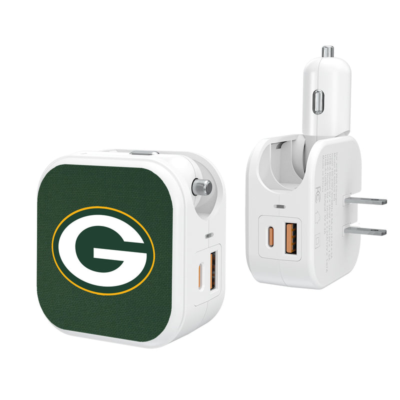 Green Bay Packers Solid 2 in 1 USB Charger