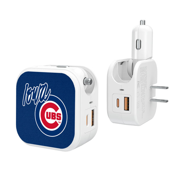 Iowa Cubs Solid 2 in 1 USB Charger