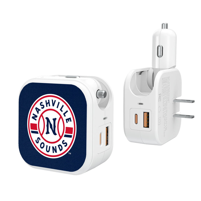 Nashville Sounds Solid 2 in 1 USB Charger