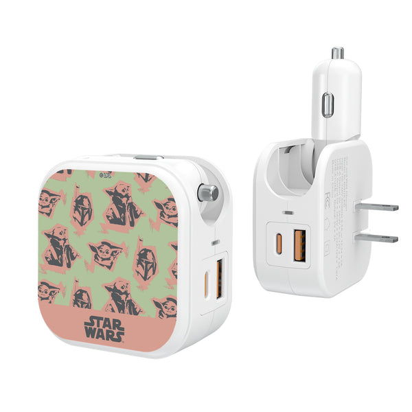 Star Wars: The Mandalorian Grogu Pattern 2 in 1 USB Charger