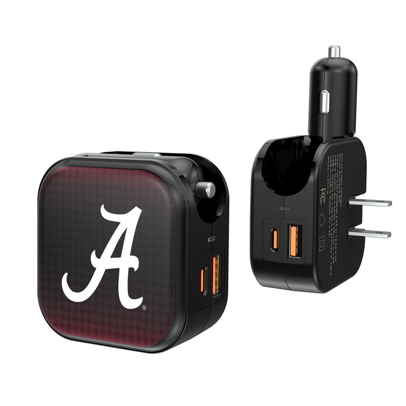 University of Alabama Crimson Tide Script A Linen 2 in 1 USB A/C Charger