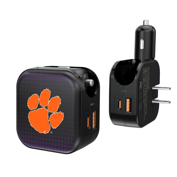 Clemson University Tigers Linen 2 in 1 USB A/C Charger