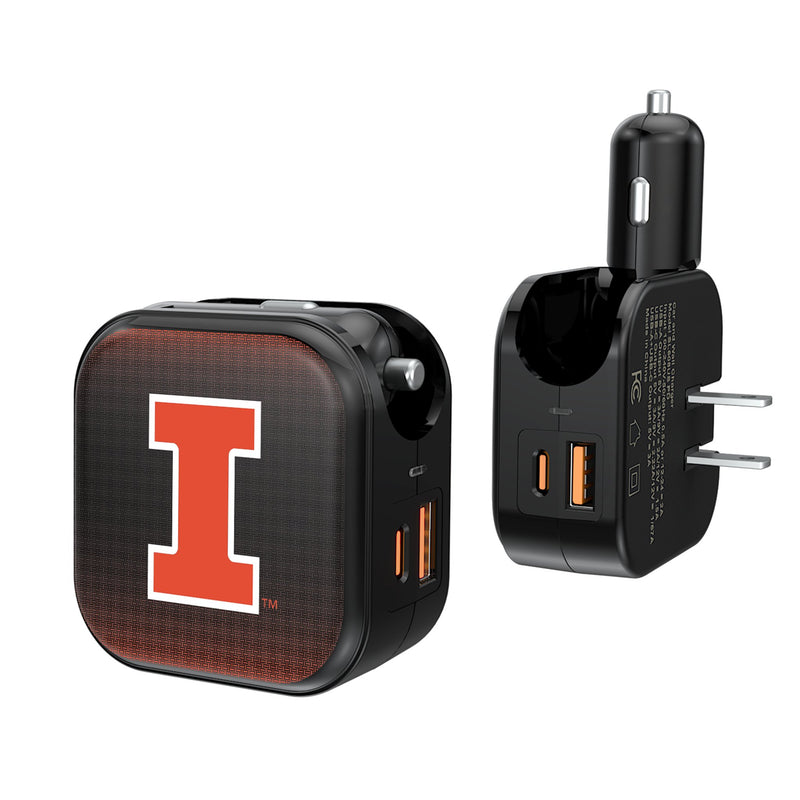 University of Illinois Fighting Illini Linen 2 in 1 USB A/C Charger