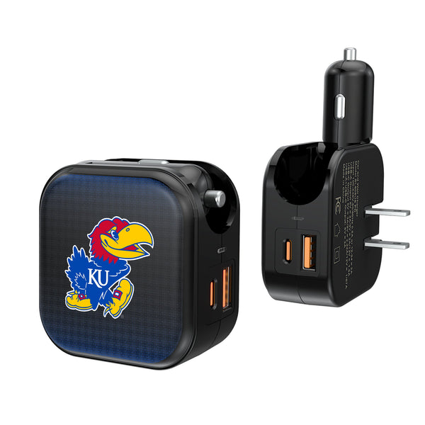 University of Kansas Jayhawks Linen 2 in 1 USB A/C Charger