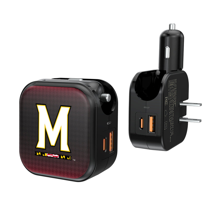 University of Maryland Terrapins Linen 2 in 1 USB A/C Charger