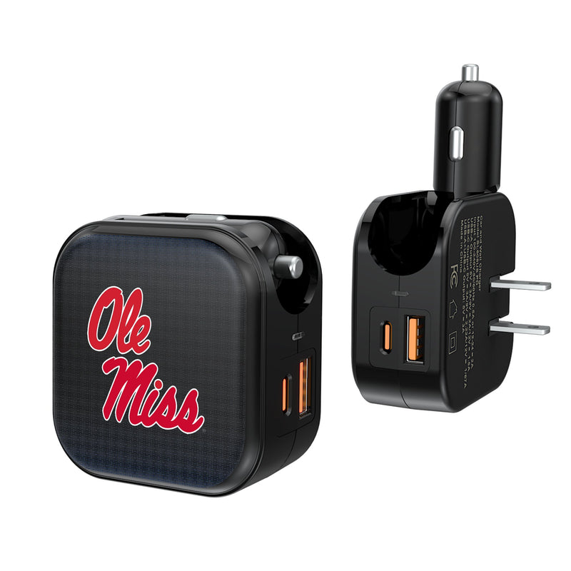 University of Mississippi Rebels Linen 2 in 1 USB A/C Charger