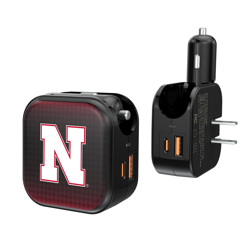 University of Nebraska Huskers Block N Linen 2 in 1 USB A/C Charger