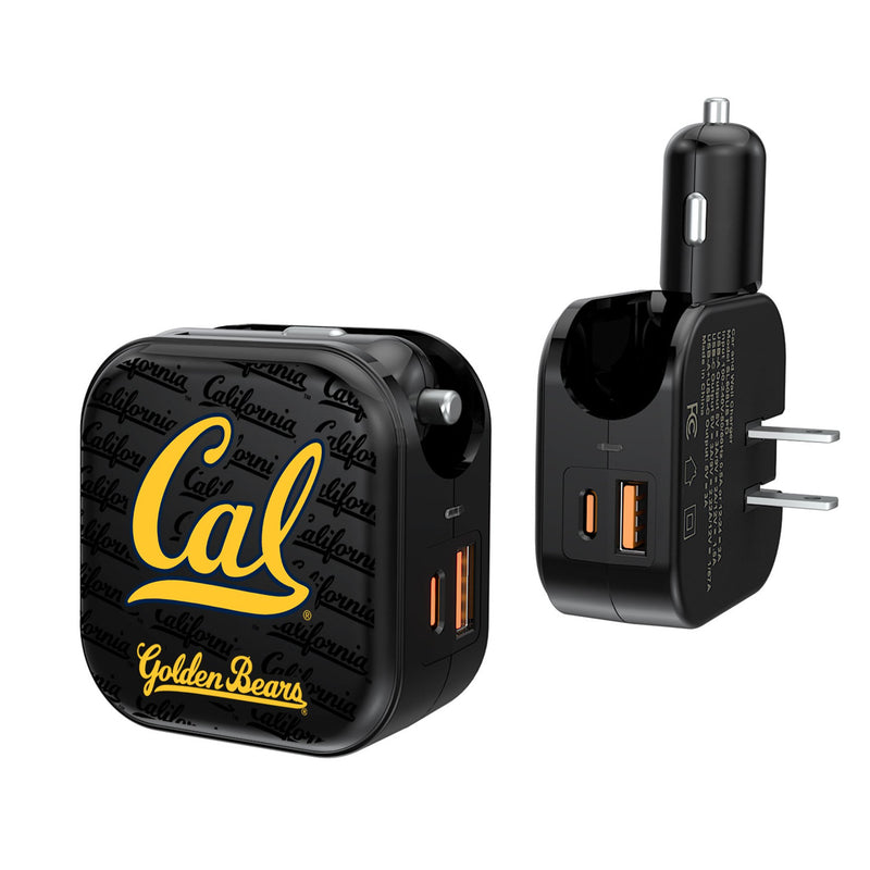 University of California Berkeley Golden Bears Text Backdrop 2 in 1 USB A/C Charger