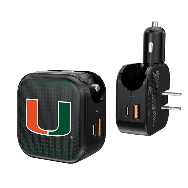 University of Miami Hurricanes Linen 2 in 1 USB A/C Charger