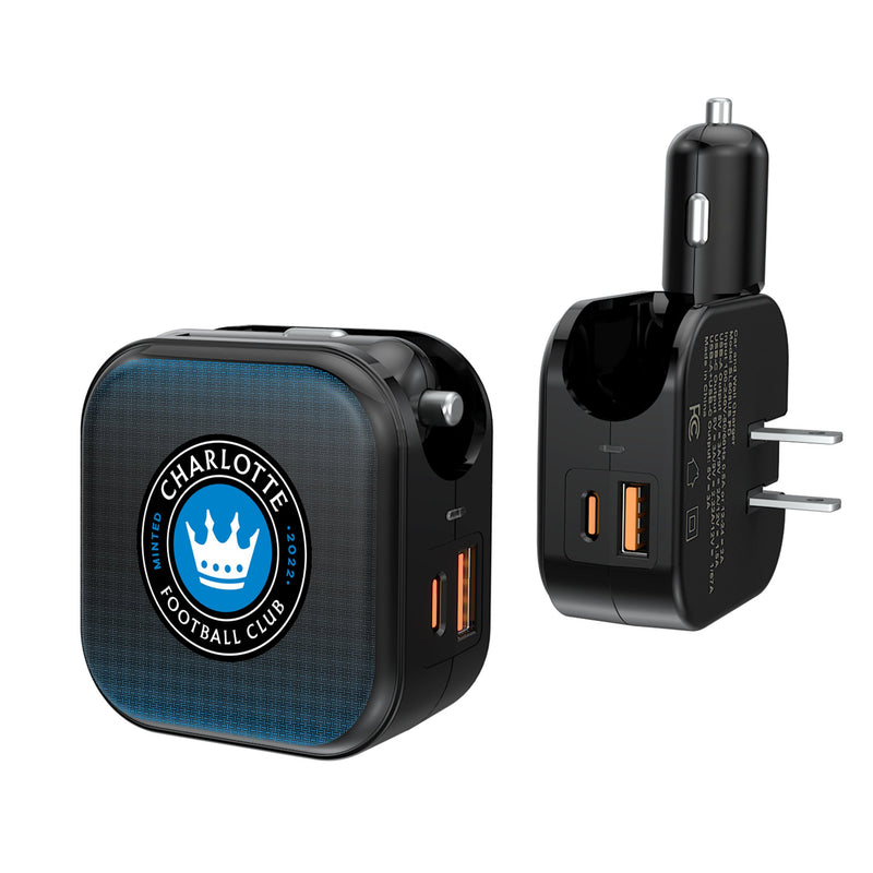 Charlotte FC  Linen 2 in 1 USB A/C Charger