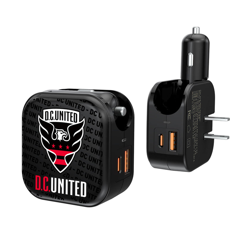 DC United  Text Backdrop 2 in 1 USB A/C Charger