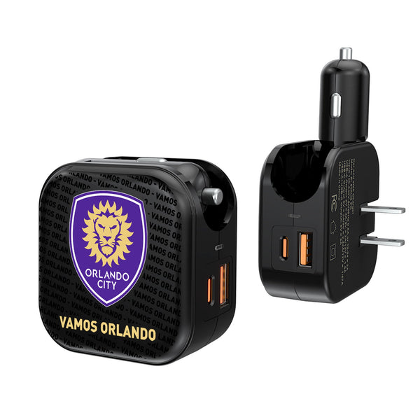 Orlando City Soccer Club  Text Backdrop 2 in 1 USB A/C Charger