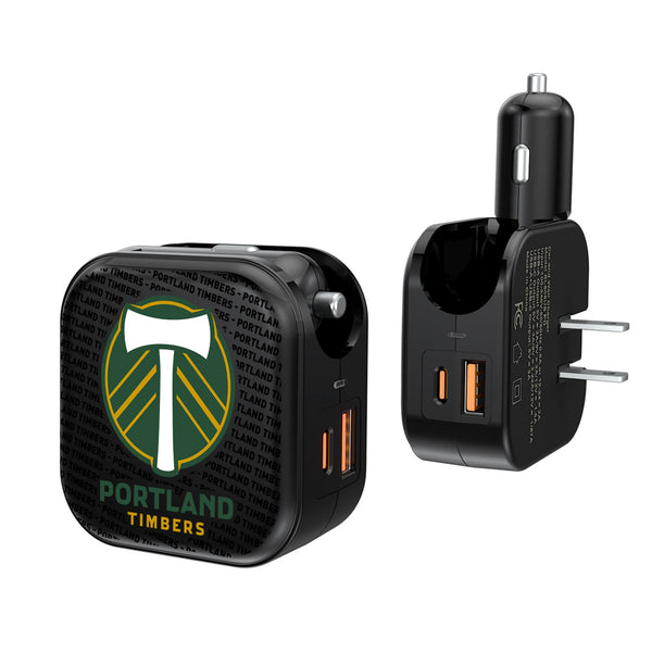 Portland Timbers   Text Backdrop 2 in 1 USB A/C Charger