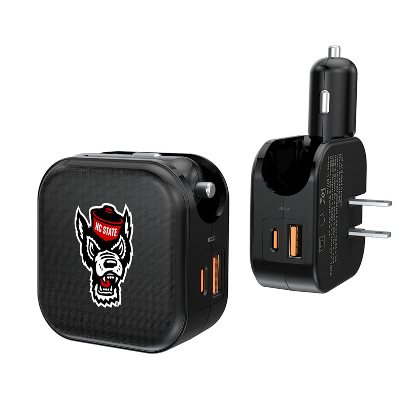 North Carolina State University Wolfpack Linen 2 in 1 USB A/C Charger