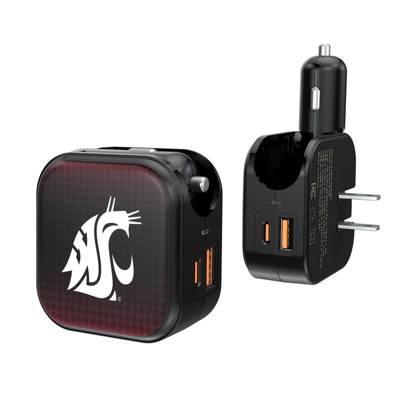 Washington State University Cougars Linen 2 in 1 USB A/C Charger