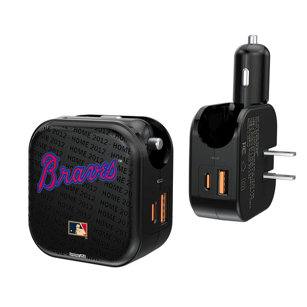 Atlanta Braves Home 2012 - Cooperstown Collection Text Backdrop 2 in 1 USB A/C Charger