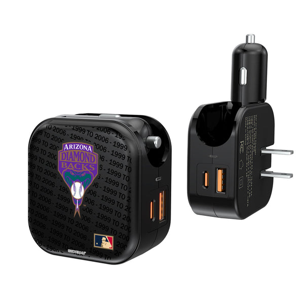 Arizona Diamondbacks 1999-2006 - Cooperstown Collection Text Backdrop 2 in 1 USB A/C Charger