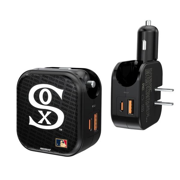 Chicago White Sox Road 1919-1921 - Cooperstown Collection Text Backdrop 2 in 1 USB A/C Charger