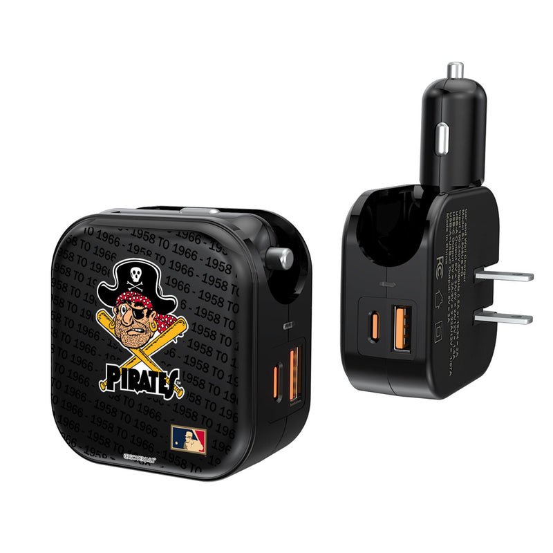 Pittsburgh Pirates 1958-1966 - Cooperstown Collection Text Backdrop 2 in 1 USB A/C Charger