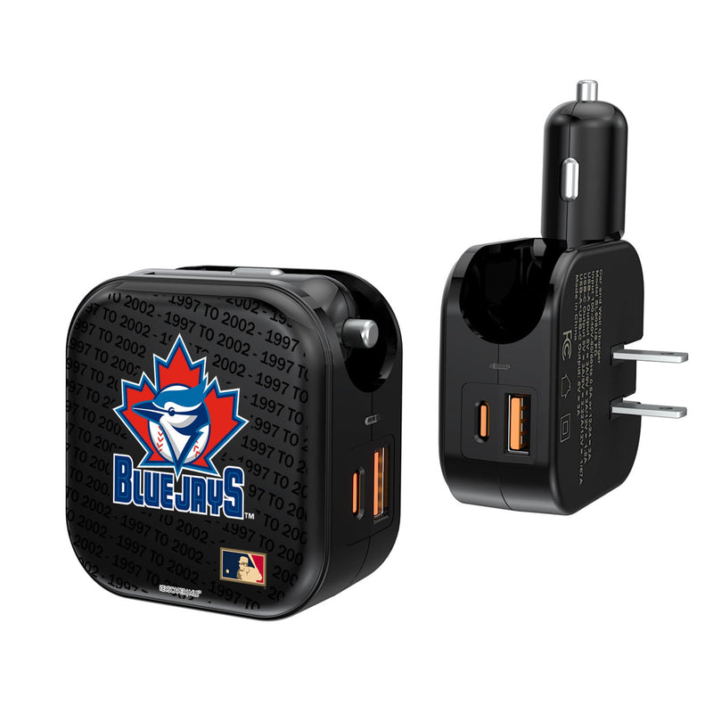 Toronto Blue Jays 1997-2002 - Cooperstown Collection Text Backdrop 2 in 1 USB A/C Charger