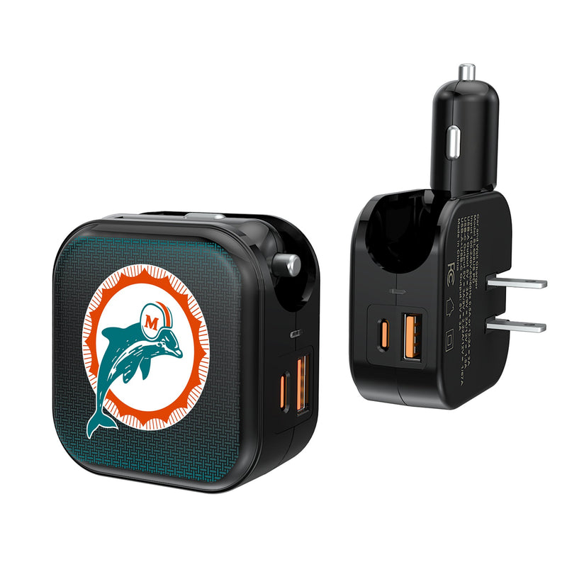 Miami Dolphins 1966-1973 Historic Collection Linen 2 in 1 USB A/C Charger