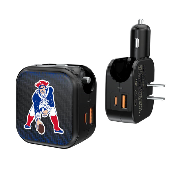 New England Patriots Historic Collection Linen 2 in 1 USB A/C Charger