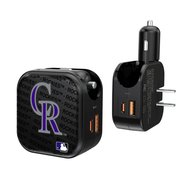 Colorado Rockies Text Backdrop 2 in 1 USB A/C Charger