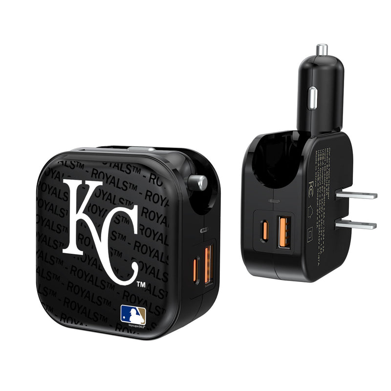 Kansas City Royals Text Backdrop 2 in 1 USB A/C Charger