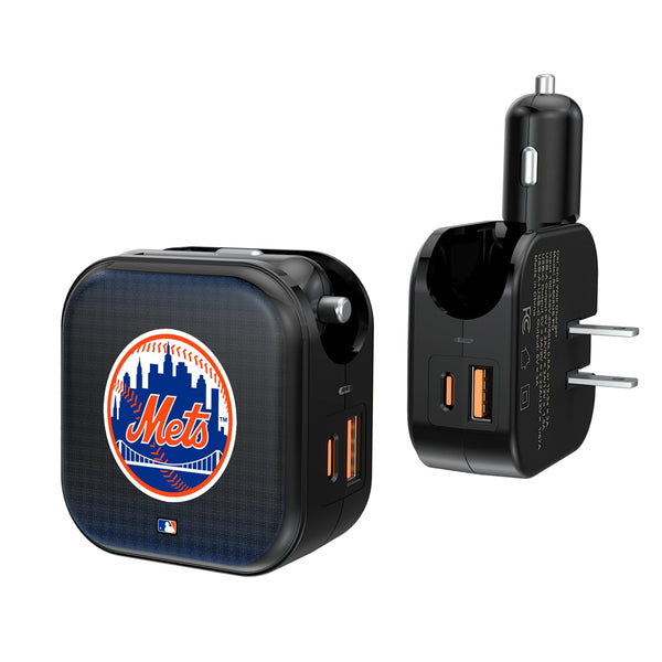 New York Mets Linen 2 in 1 USB A/C Charger